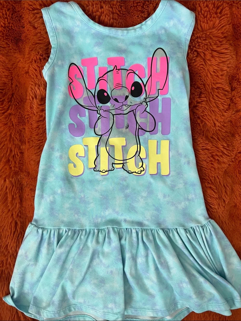 Disney Girls' Light Teal Tie-Dye Nightgown with Bright Graphic